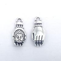 Zinc Alloy Hand Pendants, Buddha, antique silver color plated, vintage & DIY Approx 1mm 