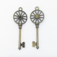 Zinc Alloy Key Pendants, antique bronze color plated, vintage design & DIY & hollow Approx 1mm 