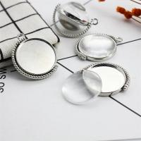 Zinc Alloy Pendant Cabochon Setting, Round, silver color plated, vintage & DIY & double-sided Inner Approx 25mm 