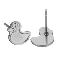 Edelstahl Ohrring Stecker, 304 Edelstahl, Ente, poliert, nachhaltiges & DIY, originale Farbe, 7.5x8x12mm, 0.5mm, verkauft von PC