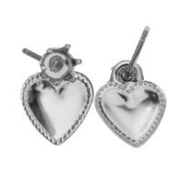 Stainless Steel Earring Stud Component, 304 Stainless Steel, Heart, polished, durable & DIY, original color 0.5mm,3mm 