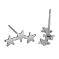 Stainless Steel Earring Stud Component, 304 Stainless Steel, Star, polished, durable & DIY, original color 0.5mm 