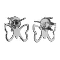 Stainless Steel Earring Stud Component, 304 Stainless Steel, Butterfly, polished, durable & DIY, original color 0.5mm,4mm 