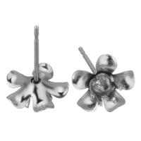 Stainless Steel Earring Stud Component, 304 Stainless Steel, Flower, polished, DIY, original color 0.5mm,3mm 