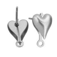 Stainless Steel Earring Stud Component, 304 Stainless Steel, Heart, polished, DIY & with loop, original color 0.5mm Approx 1.5mm 