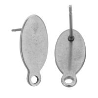 Stainless Steel Earring Stud Component, 304 Stainless Steel, polished, DIY & with loop, original color 0.5mm Approx 1.5mm 