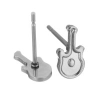 Stainless Steel Earring Stud Component, 304 Stainless Steel, Guitar, polished, durable & DIY, original color 0.5mm 