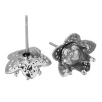 Stainless Steel Earring Stud Component, 304 Stainless Steel, Flower, polished, durable & DIY, original color 0.5mm,5mm 