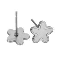 Stainless Steel Earring Stud Component, 304 Stainless Steel, Flower, polished, durable & DIY, original color 0.5mm 