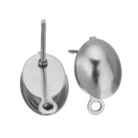 Stainless Steel Earring Stud Component, 304 Stainless Steel, polished, DIY & with loop, original color 0.5mm Approx 1.5mm 