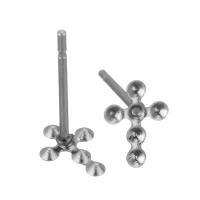 Stainless Steel Earring Stud Component, 304 Stainless Steel, Cross, polished, durable & DIY, original color 0.5mm,1.5mm 
