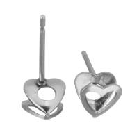 Stainless Steel Earring Stud Component, 304 Stainless Steel, Heart, polished, durable & DIY, original color 0.5mm 