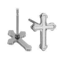 Stainless Steel Earring Stud Component, 304 Stainless Steel, Crucifix Cross, polished, durable & DIY, original color 0.5mm 
