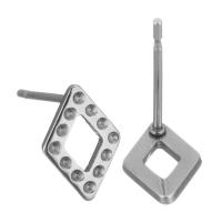 Stainless Steel Earring Stud Component, 304 Stainless Steel, Rhombus, polished, durable & DIY, original color 0.5mm,0.5mm 