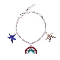 Zinc Alloy Rhinestone Bracelets, Star, plated, fashion jewelry & for woman & with rhinestone, 250mm Inch 
