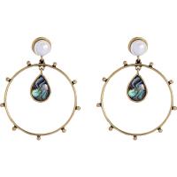 Zinklegierung Tropfen Ohrring, mit Kristall & Kunststoff Perlen, goldfarben plattiert, für Frau, 58mm, verkauft von Paar