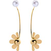 Plastic Pearl Zinc Alloy Earring, with Plastic Pearl, Flower, gold color plated, cute & fashion jewelry & for woman, 90mm 