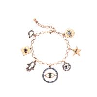 Zinc bracelets en strass en alliage , alliage de zinc, Plaqué de couleur d'or rose, bijoux de mode & pour femme & avec strass, 185mm .4 pouce, Vendu par brin