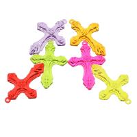 Transparent Acrylic Pendants, Cross, cute & fashion jewelry & DIY & jelly style, mixed colors Approx 2mm, Approx 