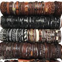 cuir PU bracelet, avec alliage de zinc, Placage, envoyé au hasard & styles différents pour le choix & pour femme Environ 7.5 pouce Vendu par lot
