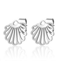 Stainless Steel Stud Earring, Shell, plated, vintage & fashion jewelry & for woman & hollow 