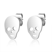 Stainless Steel Stud Earring, Skull, plated, vintage & fashion jewelry & for woman 