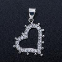 Zinc Alloy Heart Pendants, plated, vintage & fashion jewelry & micro pave cubic zirconia & hollow 