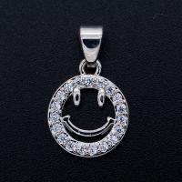 Zinc Alloy Hollow Pendants, Smiling Face, plated, fashion jewelry & DIY & micro pave cubic zirconia 