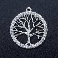 Zinc Alloy Pendant, Tree, plated, fashion jewelry & DIY & micro pave cubic zirconia & hollow 