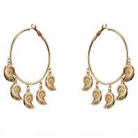 Zinc Alloy Hoop Earring, with Shell, plated, Bohemian style & for woman, 55mm 