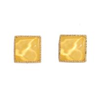 Zinc Alloy Stud Earring, with Resin, Square, gold color plated, Mini & fashion jewelry & for woman 18.8mm 