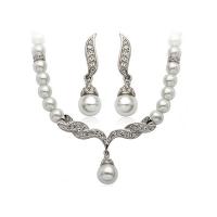 Rhinestone Zinc Alloy Jewelry Set, earring & necklace, with Plastic Pearl, plated, fashion jewelry & for woman & with rhinestone 21cm(u542b)-50cm(u542b) 