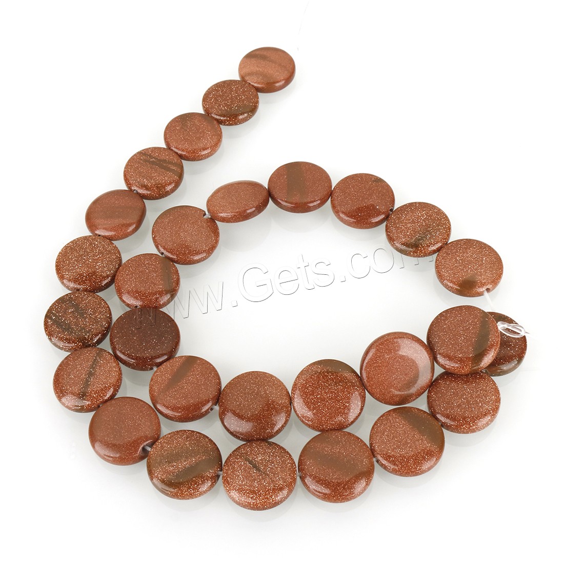 Goldstone Beads, Flat Round, vintage & fashion jewelry & DIY & different size for choice, brick red, Hole:Approx 1.5mm, Length:Approx 15 Inch, Sold By Strand