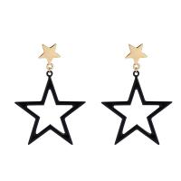 Zinc Alloy Drop Earring, Star, gold color plated, vintage & fashion jewelry & for woman & enamel, black, 55mm 