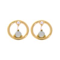 Zinc Alloy Stud Earring, with Crystal & Plastic Pearl, gold color plated, vintage & fashion jewelry & for woman, 13mm 