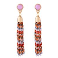 Zinc Alloy Tassel Earring, with Seedbead, gold color plated, vintage & fashion jewelry & folk style & for woman, 75mm 