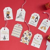 Papier Label- Tag, Drucken, Weihnachts-Design & Niedlich & DIY & verschiedene Muster für Wahl & Golddruck, 68*45mm, 100PCs/setzen, verkauft von setzen