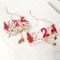 Wood Christmas Hanging Ornaments, with Linen, printing, Christmas Design & hollow, 110*150mm,175*85mm 