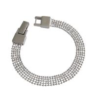 925 Sterling Silver Bracelet, sterling silver interlocking clasp, platinum plated, fashion jewelry & for woman, silver color, 7.5mm 