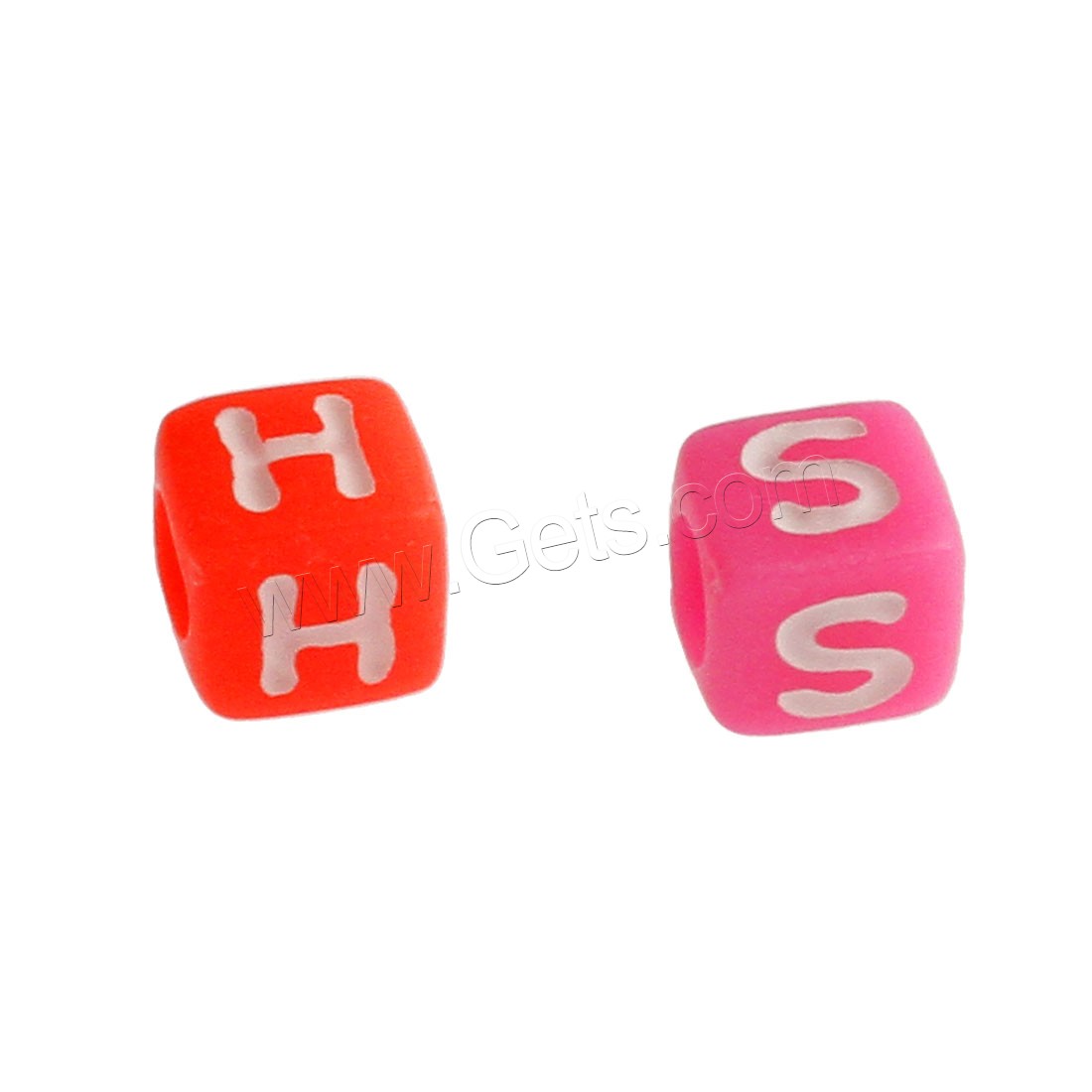 Acrylic Large Hole Bead, Square, DIY & different size for choice & with letter pattern, mixed colors, Hole:Approx 4mm, Sold By Bag