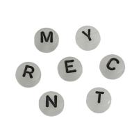 Acryl Alphabet Perlen, flache Runde, Mini & DIY & verschiedene Stile für Wahl & mit Brief Muster & glänzend, 7*4mm, Bohrung:ca. 1mm, ca. 4900PCs/Tasche, verkauft von Tasche