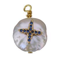 Cultured Freshwater Pearl Brass Pendant, with Freshwater Pearl, gold color plated, fashion jewelry & micro pave cubic zirconia, 12-14x16-18.5x6-9mm Approx 1.5-2mm 