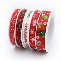 Polyester ribbon decoration, 5 in 1 & Christmas Design & cute & fashion jewelry & DIY, red, 10*5000mm 