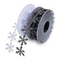 Polyester ribbon decoration, Snowflake, 5 in 1 & Christmas Design & cute & fashion jewelry & DIY 25*10*5000mm 