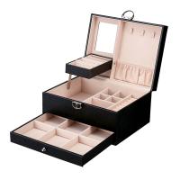 Boîte à bijoux multifonctions, cuir PU, avec carton & velours de coton, multicouche & multifonctionnel & pour femme, plus de couleurs à choisir Vendu par PC
