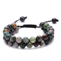 Indian Agate Woven Ball Bracelets, with Nylon Cord, Round, Unisex & adjustable & faceted, 8mm Approx 7.5-11.8 Inch 
