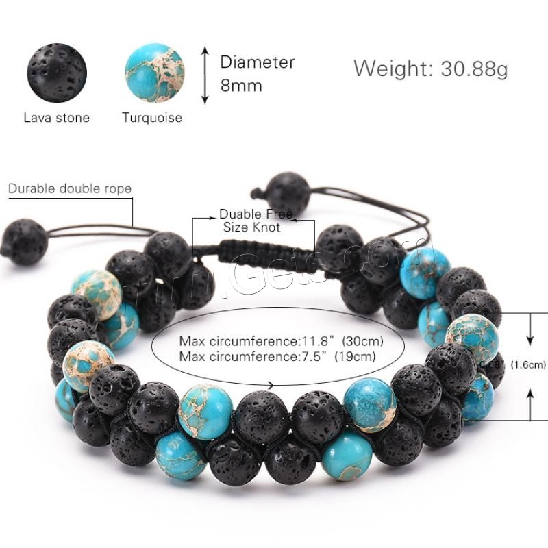 Lava Woven Ball Bracelets, with Impression Jasper & Nylon Cord, Round, Unisex & adjustable & different size for choice, Length:Approx 7.5-11.8 Inch, Sold By Strand