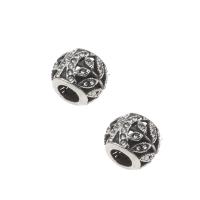 Edelstahl European Perlen, 316 L Edelstahl, rund, mit Strass & Schwärzen, originale Farbe, 10x8mm, Bohrung:ca. 4mm, 5PCs/Tasche, verkauft von Tasche