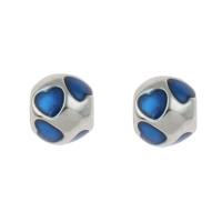 Stainless Steel European Beads, 316L Stainless Steel, Round, enamel, blue Approx 4.5mm 