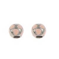 Stainless Steel European Beads, 316L Stainless Steel, Round, enamel, pink Approx 4.5mm 